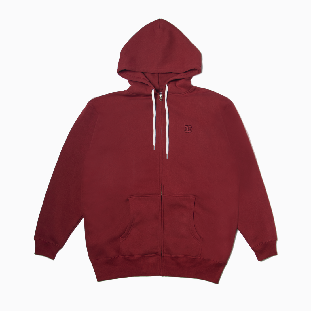 THE BYE PRODUCT: ZIP-UP HOODIE (MAROON GHOST)