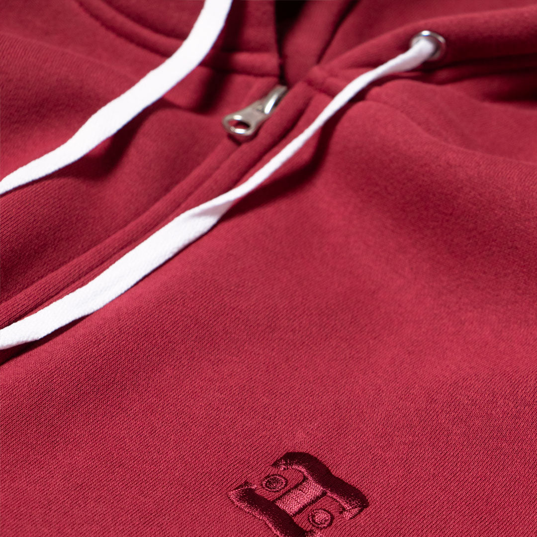 THE BYE PRODUCT: ZIP-UP HOODIE  (MAROON GHOST)