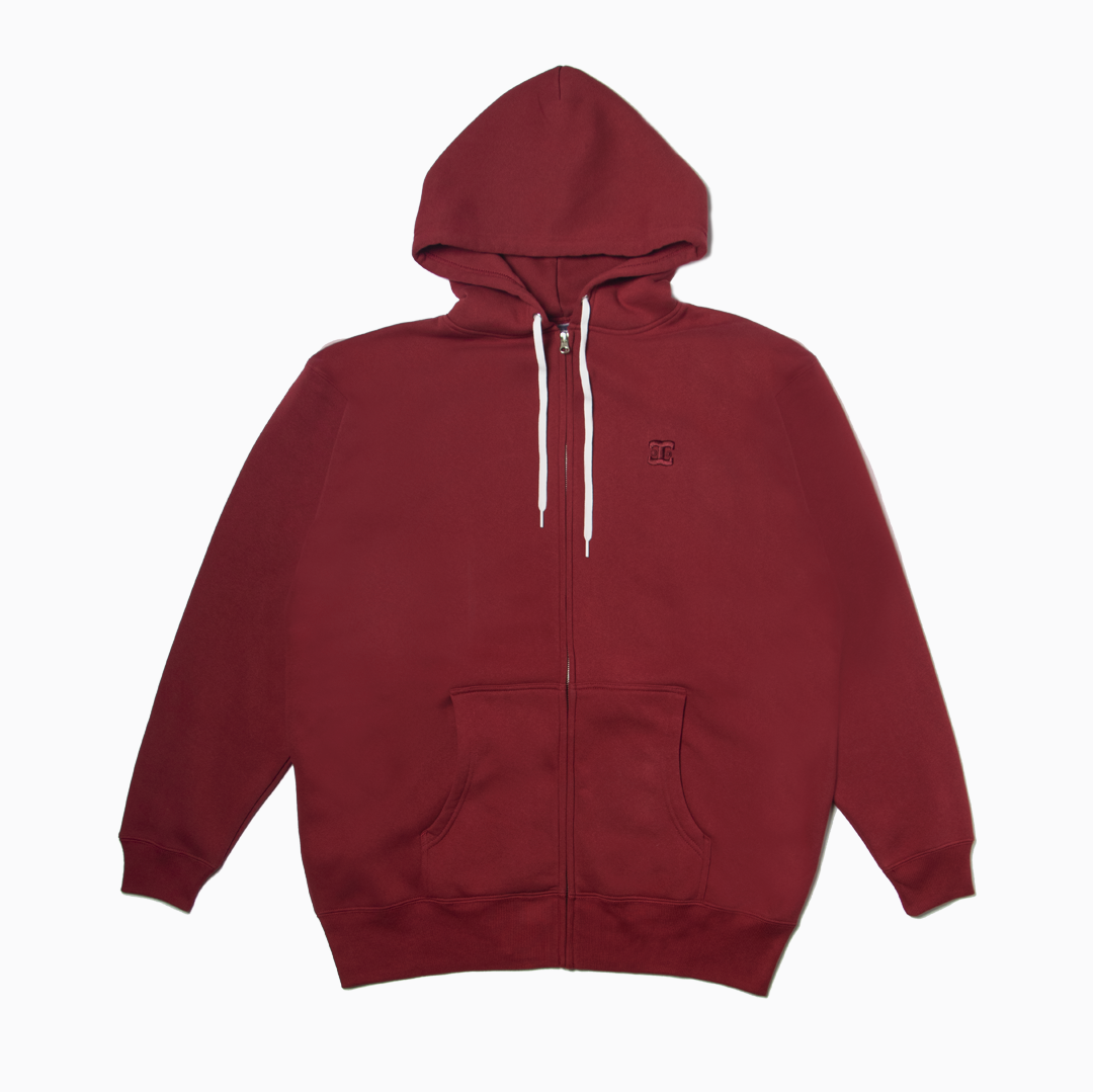 THE BYE PRODUCT: ZIP-UP HOODIE  (MAROON GHOST)